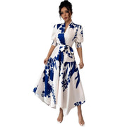 Women's Casual V-Neck All-Match Printed Dress