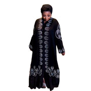 Women's Fashion V-neck Front And Rear Rhinestone Bell Sleeve Robe