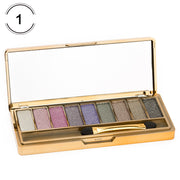 Fashion 9 Color Eyeshadow Palette - Matte Glitter Nude Makeup Palette Golden Case
