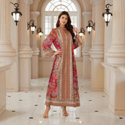 Dubai Abaya Muslim Womens Printed Pullover Dress