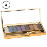 Fashion 9 Color Eyeshadow Palette - Matte Glitter Nude Makeup Palette Golden Case