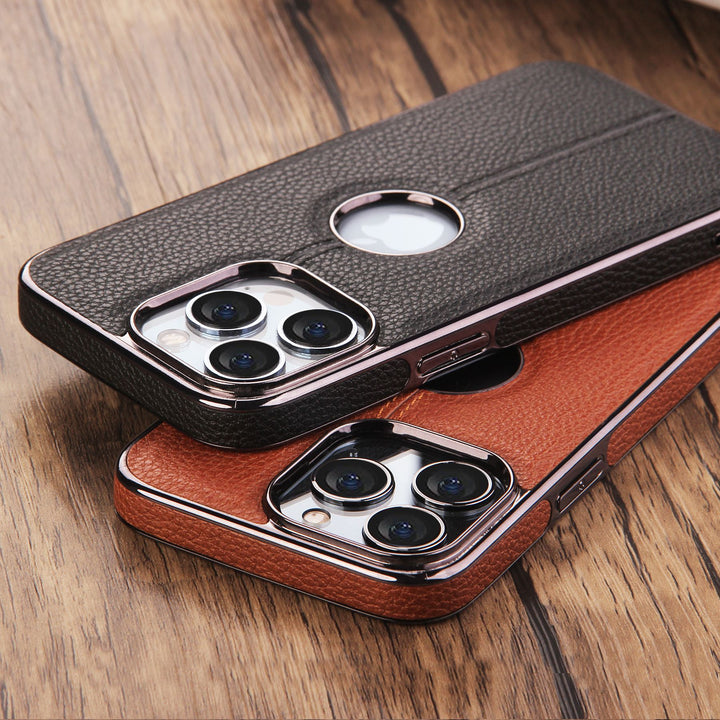 Electroplated Car Line Leather Cell Phone Case