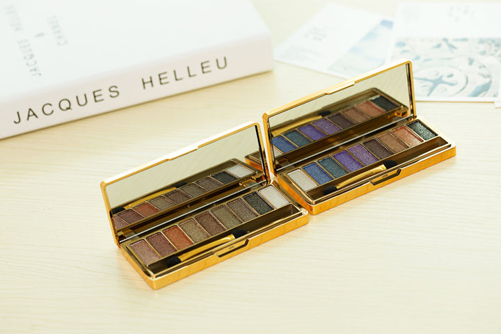 Fashion 9 Color Eyeshadow Palette - Matte Glitter Nude Makeup Palette Golden Case