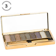 Fashion 9 Color Eyeshadow Palette - Matte Glitter Nude Makeup Palette Golden Case