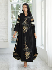 Djellaba Women's Patchwork Stripes Long Dress