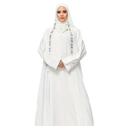 White Dress And Robe 2-piece Set With A Mesh Hijab