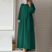 Womens Solid-color Loose-fitting Cardigan Long Dress