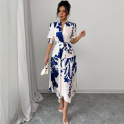 Women's Casual V-Neck All-Match Printed Dress