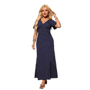 Summer Slim-fit Ruffle Hem Fishtail Maxi Dress