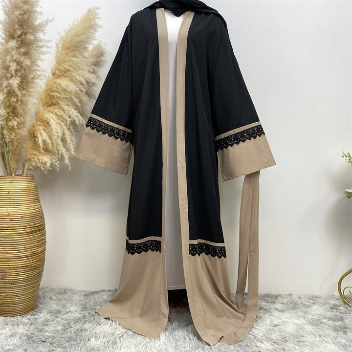 Ladies' Long Skirt With Lace Stitching Cardigan