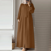 Womens Solid-color Loose-fitting Cardigan Long Dress