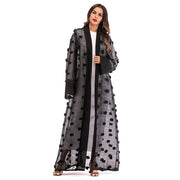 3D Floral Mesh Loose Lace Up Long Sleeved Cardigan Robe For Women