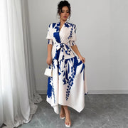 Women's Casual V-Neck All-Match Printed Dress