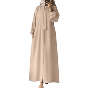 Womens Solid-color Loose-fitting Cardigan Long Dress