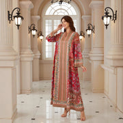 Dubai Abaya Muslim Womens Printed Pullover Dress