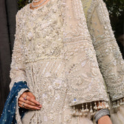 The Elara Bridal Dress: Ivory Embroidery with Teal Dupatta