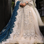 The Elara Bridal Dress: Ivory Embroidery with Teal Dupatta