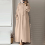 Womens Solid-color Loose-fitting Cardigan Long Dress