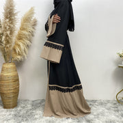 Ladies' Long Skirt With Lace Stitching Cardigan