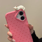 Cute Polka-dot Cat Phone Case In Solid Colors  New