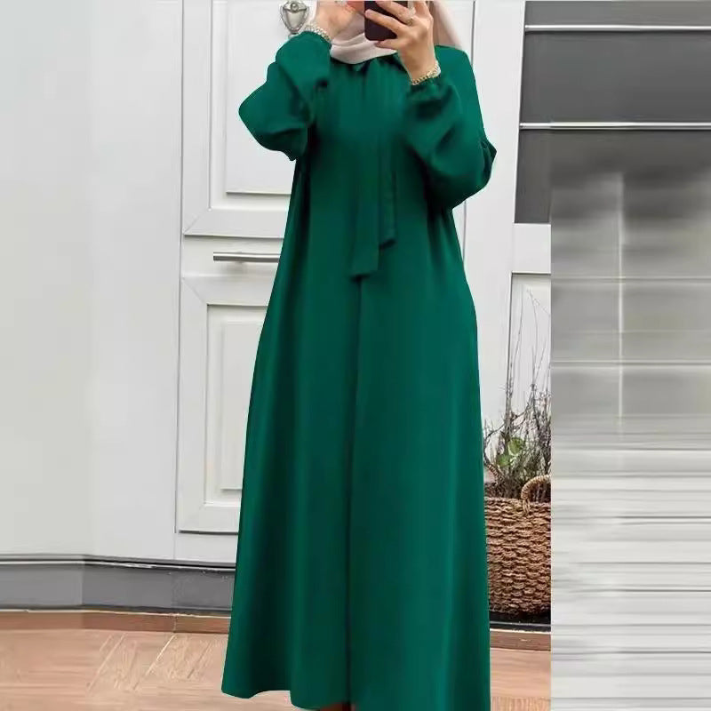 Womens Solid-color Loose-fitting Cardigan Long Dress