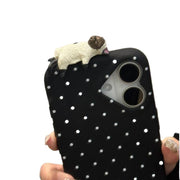 Cute Polka-dot Cat Phone Case In Solid Colors  New