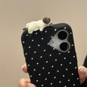 Cute Polka-dot Cat Phone Case In Solid Colors  New