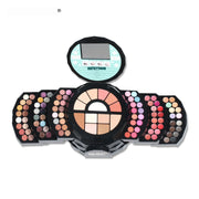 Makeup Palette Featuring Shimmering Eyeshadows Contouring Products Lipsticks And Matte Blush