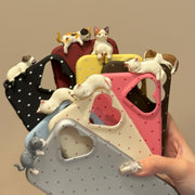Cute Polka-dot Cat Phone Case In Solid Colors  New