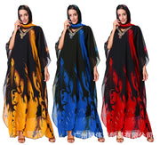 Dubai Plus Size Casual Dress With Printed Bandana