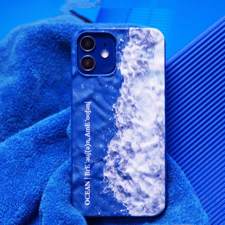 Klein Blue Sea Wave Pleated Phone Case Protector