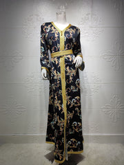 Printed Women's Long Belted Casual Dress