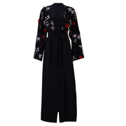 3D Floral Mesh Loose Lace Up Cardigan Robe