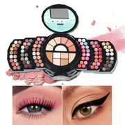 Makeup Palette Featuring Shimmering Eyeshadows Contouring Products Lipsticks And Matte Blush
