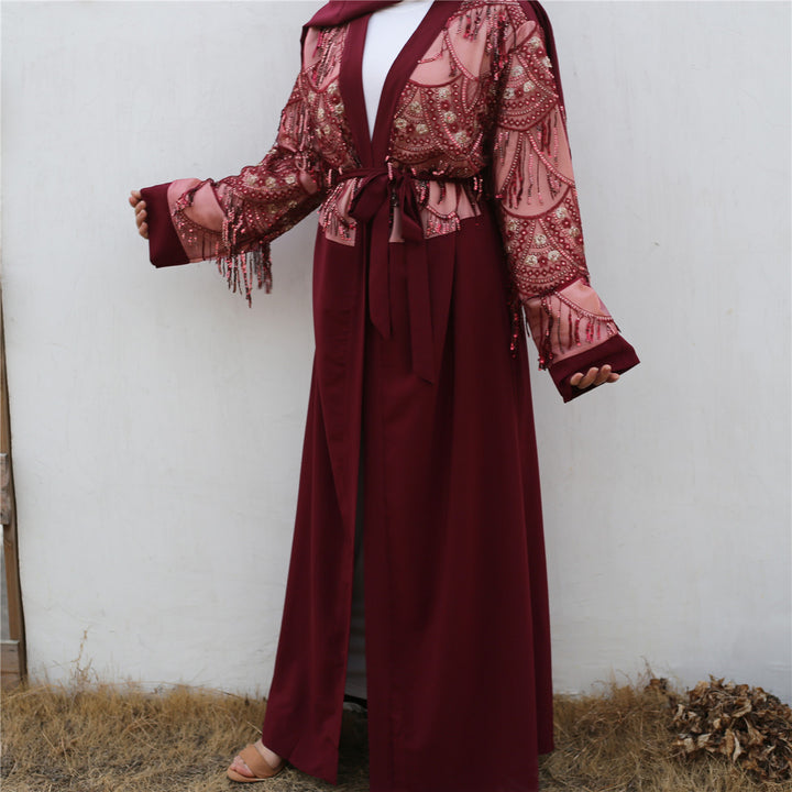 Sequin Tassel Turkiye Women's Cardigan Gown