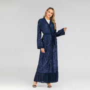 Lace Temperament Cardigan Embroidered Leaves Middle East Sequined Robe