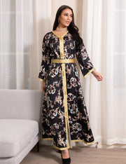 Printed Women's Long Belted Casual Dress