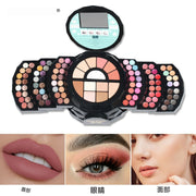 Makeup Palette Featuring Shimmering Eyeshadows Contouring Products Lipsticks And Matte Blush